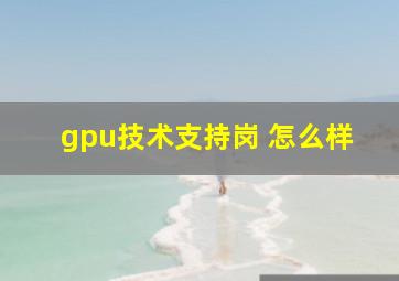 gpu技术支持岗 怎么样